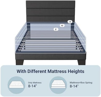 allewie twin size platform bed frame with fabric on a desk or shelf