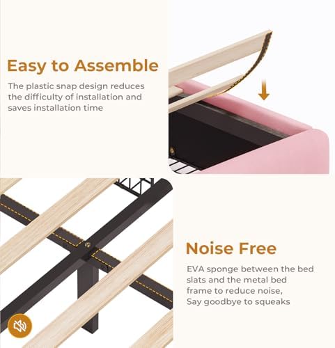 msmask queen bed frame with storage headboard & on a desk or shelf