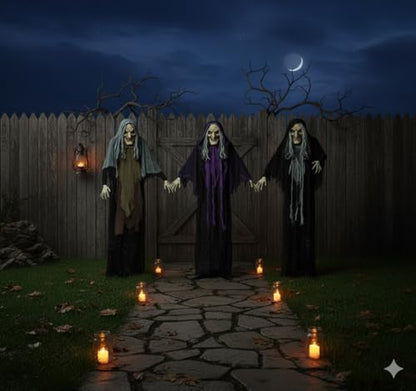 Fun Express Halloween Witches Outdoor Yard Stakes Decor, 3.6ft, 3pc
