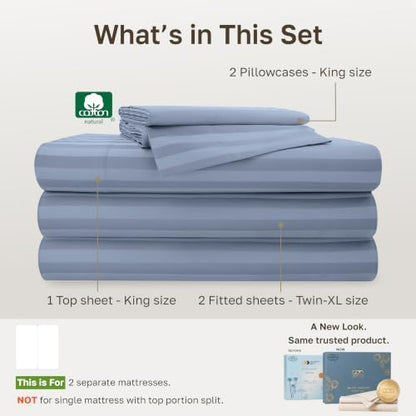 california design den 100% cotton sateen split king, side view