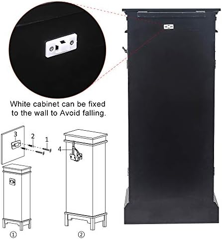 standing jewelry armoire with mirror, large jewelry cabinet, close-up detail