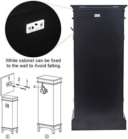 standing jewelry armoire with mirror, large jewelry cabinet, close-up detail
