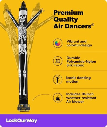 LookOurWay Halloween Air Dancers Inflatable Tube Man Set | 20ft Skeleton Wacky Waving Inflatable with 12-Inch Blower | Outdoor Halloween Decorations & Halloween Blow Ups for Business or Yard Display