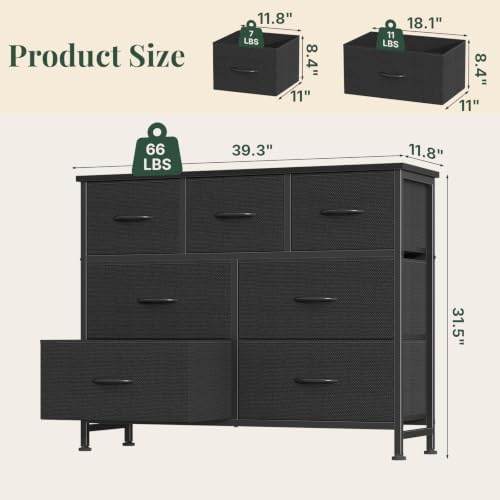 fabric dresser for bedroom with 7 drawers, chest, close-up detail