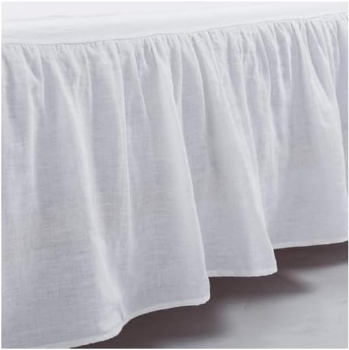 MEADOW PARK Washed French Linen Bed Skirt, Dust Ruffle, Cal King Size 72" W x by meadowpark