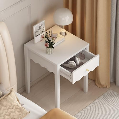 girls nightstand with drawer, cute scalloped bedside table, package contents