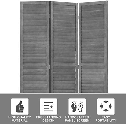 3 panel wood room divider 5.7 ft tall shown in use