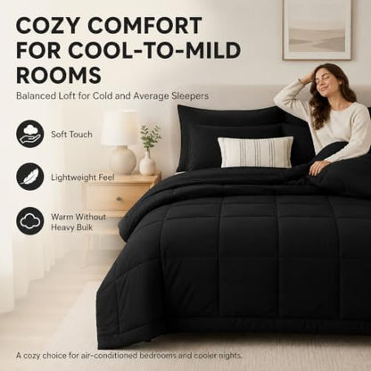 cozylux full size comforter sets black - 7, side view