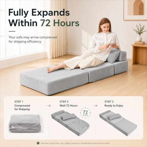 folding sofa bed, convertible sleeper chair, no assembly on a desk or shelf