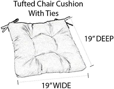RSH DECOR Indoor Outdoor Tufted Dining Seat Cushions Set of 2-19" x 19" Patio - Image 3