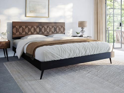 bme georgina king bedframe with geometric headboard, mid, close-up detail