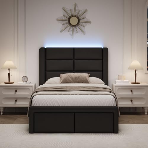 twin bed frame with headboard and led lights, package contents