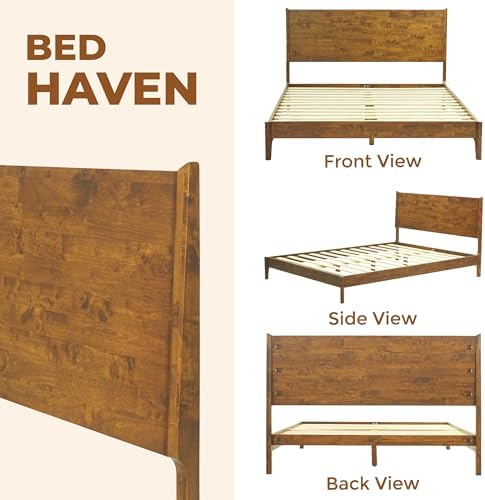 acacia haven queen bed frame and headboard, platform, view 9
