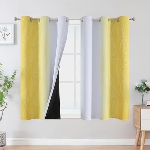 yellow and greyish white ombre blackout curtains for, main product view