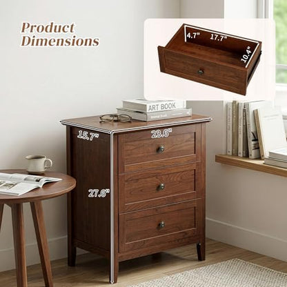 karl home brown farmhouse nightstand, wide end table, side view