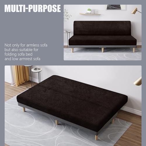 molasofa leather like stretch futon slipcover armless sofa, side view