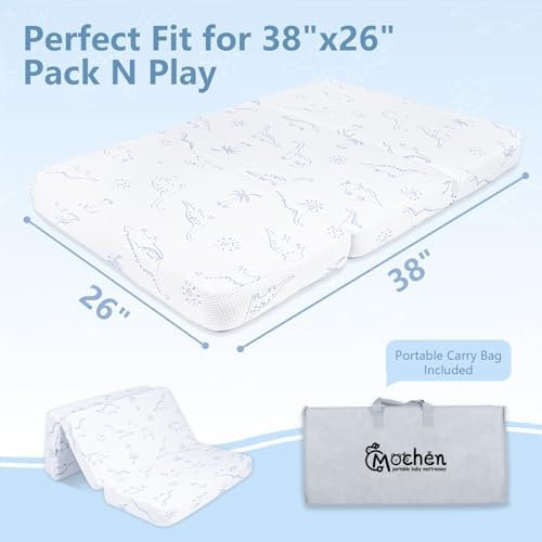 Mochen Pack and Play Mattress,38x26 Trifold Dual-Sided Memory Foam