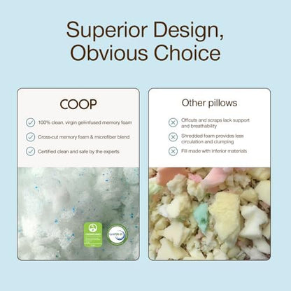 coop home goods eden cool adjustable pillow, king on a desk or shelf