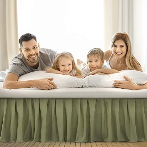piccocasa ruffled bed skirt polyester bedroom 16 drop, front angle view