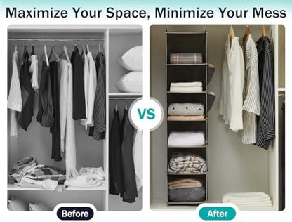 youdenova hanging closet organizer and storage, 6-shelf, 2, front angle view