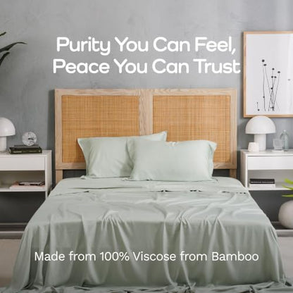 100% viscose bamboo bed sheets full sizes 4pc shown in use