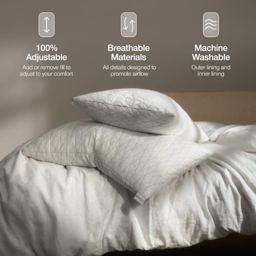 coop home goods original adjustable pillow, king size showing dimensions