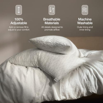 coop home goods original adjustable pillow, king size showing dimensions