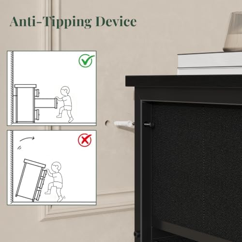 fabric dresser for bedroom with 7 drawers, chest on a desk or shelf