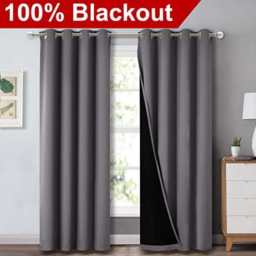 nicetown grey full shade curtain panels for dining shown in use