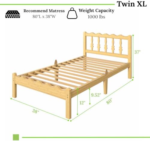 bamboo twin xl bed frame with headboard, 12 shown in use