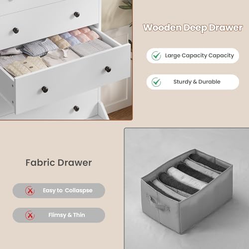 adorneve tall 6 drawer white modern dresser, side view