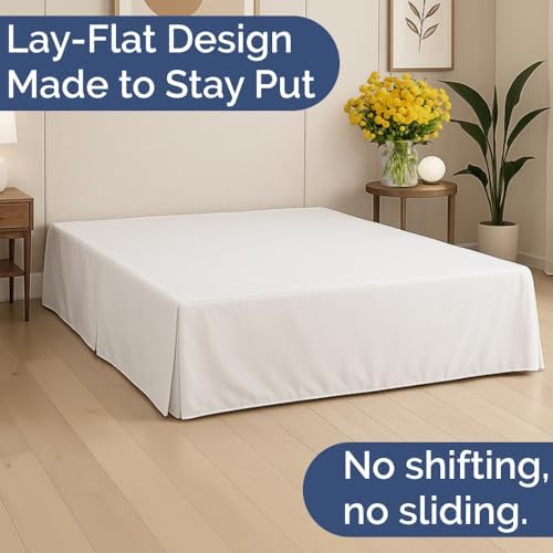 Pleated Bed Skirt Queen Size - 3 Sided Pleated Bed Skirt Queen - Ultra-Soft, Easy Fit with 12 Inch Tailored Drop - Hotel Quality, Wrinkle Free & Fade Resistant - for Women, Men, Kids & Teens - White