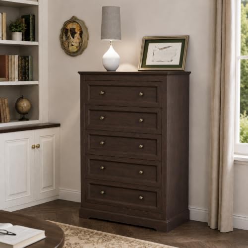 louvixa farmhouse dresser 5 drawer, bedroom chest of showing dimensions