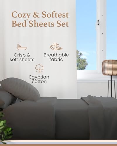 100% egyptian cotton sheets queen size, 4 piece, side view