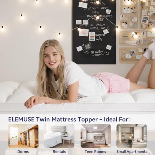 elemuse twin mattress topper, extra thick pillow top, package contents