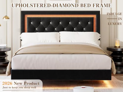 garvee floating bed frame queen size with smart, view 9