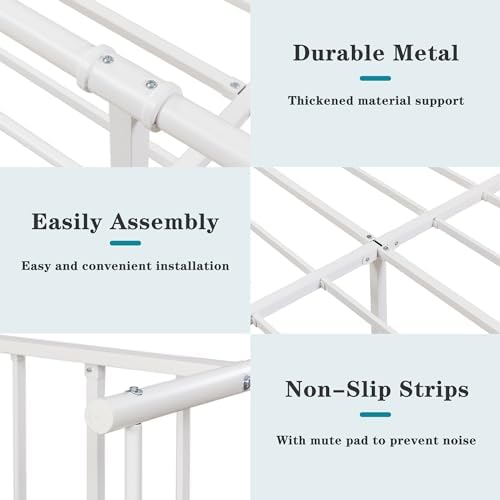 vecelo classic white victorian style metal bed frame, view 10