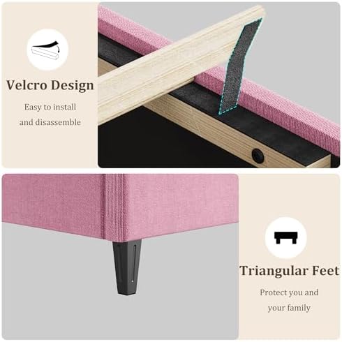 gaomon twin platform bed frame with adjustable upholstered on a desk or shelf