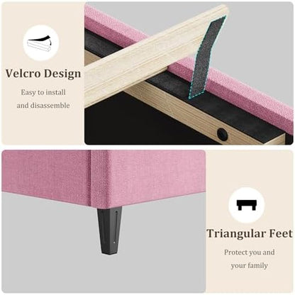 gaomon twin platform bed frame with adjustable upholstered on a desk or shelf