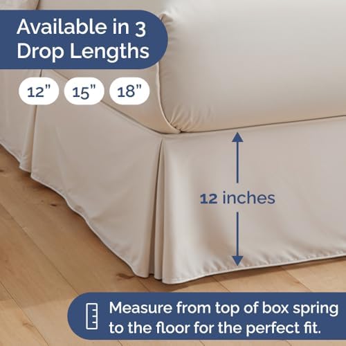 Pleated Bed Skirt Queen Size - 3 Sided Pleated Bed Skirt Queen - Ultra-Soft, Easy Fit with 12 Inch Tailored Drop - Hotel Quality, Wrinkle Free & Fade Resistant - for Women, Men, Kids & Teens - White