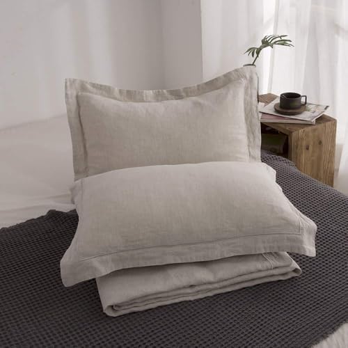 simple&opulence 100% french flax linen duvet cover set, front angle view