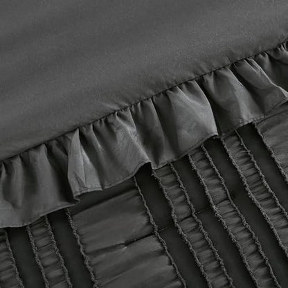 wongs bedding king size comforter,dark grey boho comforter, front angle view