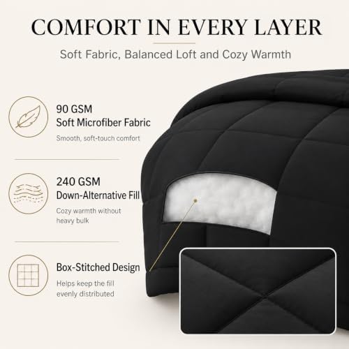 cozylux full size comforter sets black - 7, close-up detail