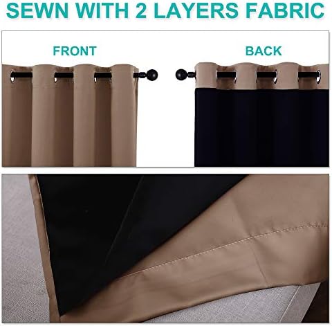 nicetown thermal insulated 100% blackout curtain, noise reducing showing dimensions