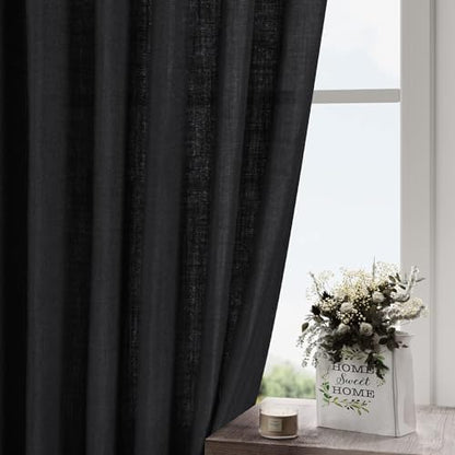 nanspring black curtains 95 inches long 2 panel, front angle view