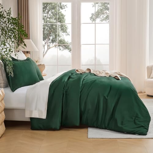 Andency King Size Comforter Set Dark Emerald Green Soft Lightweight Bed Set