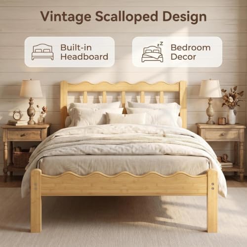 bamboo twin xl bed frame with headboard, 12, close-up detail