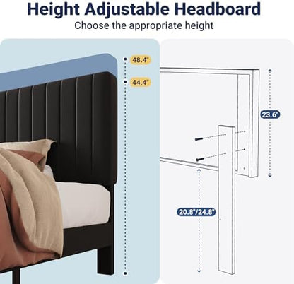 allewie twin bed frame, velvet upholstered platform bed, package contents