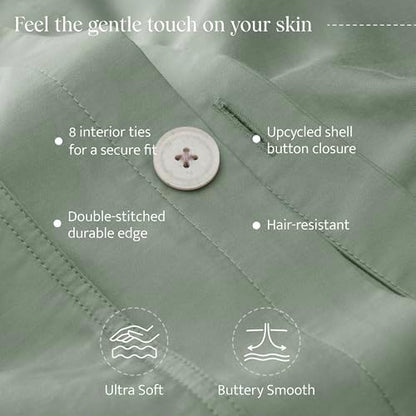double stitch cotton tencel duvet cover - king, close-up detail