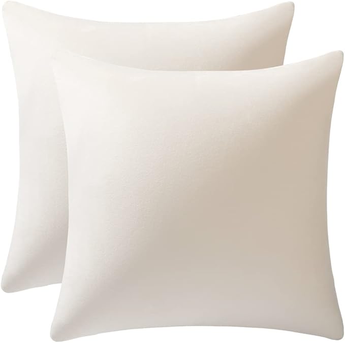 Couch Pillow Covers 20x20 Cream: 2 Pack Cozy Soft Polyester Square Throw Pillow by DEZENE